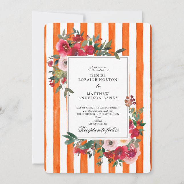 Pantone "Orange Tiger" Wedding Invitation (Front)