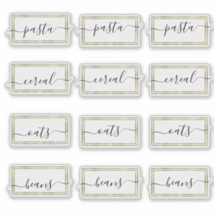 Pantry Organisation Faux Gold Script
