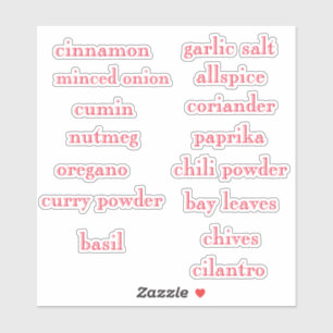 Pantry Spices Set Red Font Sticker