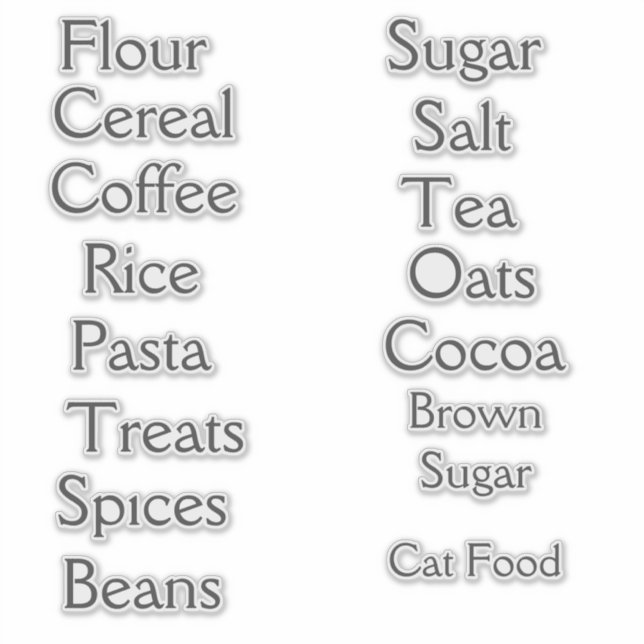 Pantry Staples Customisable Vinyl (Front)