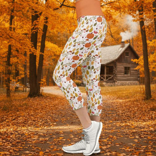Pants with a Floral and Pumpkin Print