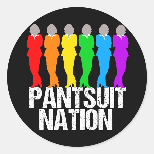 Pantsuit Nation Rainbow Women Classic Round Sticker (Front)