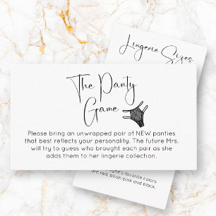 Panty Game Modern Bridal Shower Enclosure Card