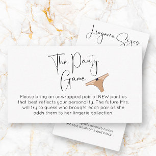 Panty Game Modern Bridal Shower Enclosure Card