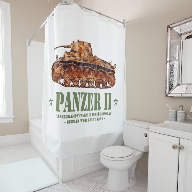 Panzer II A2 World War Two German Light Tank WWII Shower Curtain (In Situ)