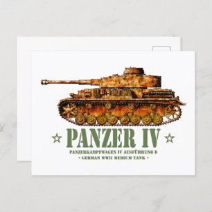 Panzer IV D World War Two German Medium Tank WWII Postcard