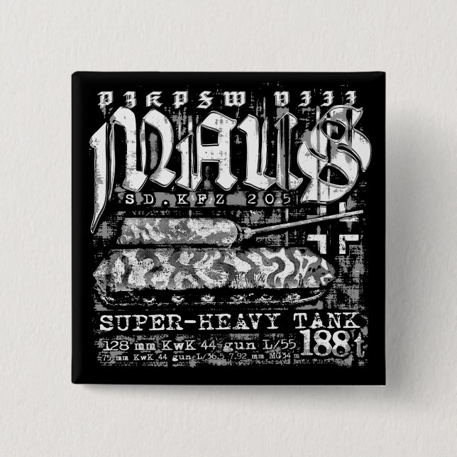 Panzer VIII Maus 15 Cm Square Badge (Front)