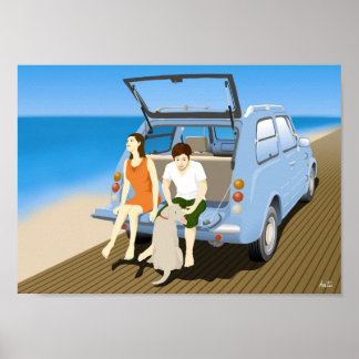 Pao on beach poster