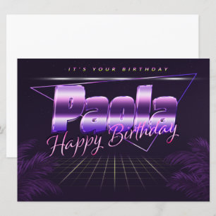 Paola Name First name lila retro card Birthday