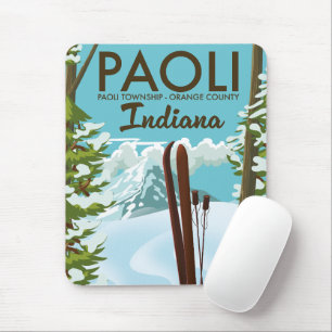 Paoli Orange County Indiana Ski poster Mouse Mat