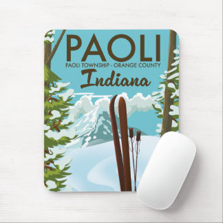 Paoli Orange County Indiana Ski poster Mouse Mat