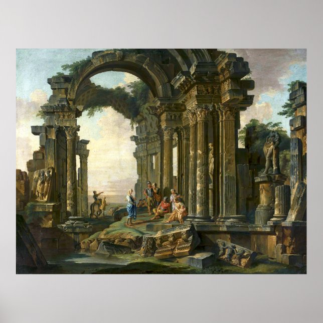Paolo Panini Architectural capriccio with Roman  Poster (Front)