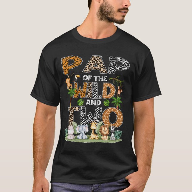 Pap Of The Wild And Two Zoo Safari Jungle Birthday T-Shirt (Front)