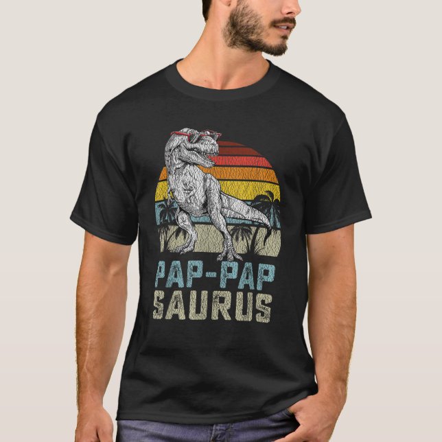 Pap Papsaurus T Rex Dinosaur Pap Pap Saurus Family T-Shirt (Front)