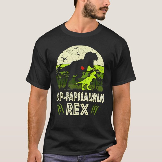 Pap Papssaurus T Rex Dinosaur Pap Paps Saurus Fami T-Shirt (Front)
