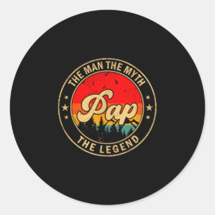 Pap The Man The Myth The Legend Vintage Retro For  Classic Round Sticker