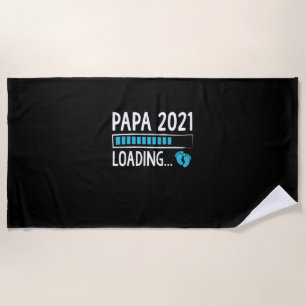 Papa 2021 Loading Pregnancy Announcement Beach Towel