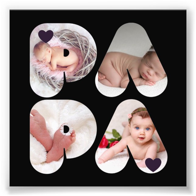 PAPA 4 x Photo Collage Gift For Fathers Dad (Front)