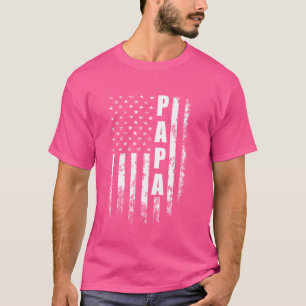 Papa American Flag 4th of July Vintage Christmas X T-Shirt