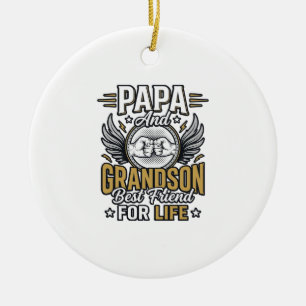 Papa And Grandson Best Friend For Life Shirt Desig Ceramic Tree Decoration
