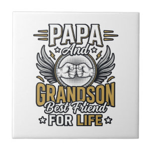 Papa And Grandson Best Friend For Life Shirt Desig Tile