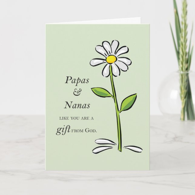 Papa and Nana Gift from God Daisy Religious Card (Front)