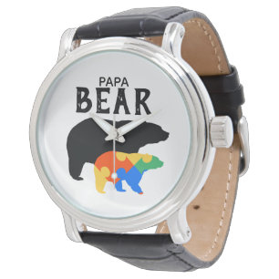 Papa Baby Bear Autism Awareness Watch