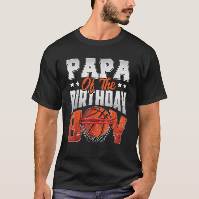 Papa basketball birthday Boy Family Baller b day P T-Shirt (Front)