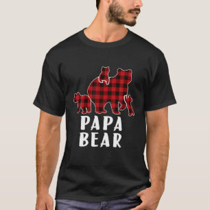 Papa Bear 3 Cubs , Christmas Mama Bear Plaid Pajam T-Shirt