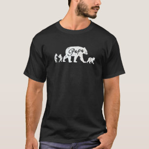 Papa Bear 3 Cubs Vintage Daddy 3 Kids Grandpa Fath T-Shirt