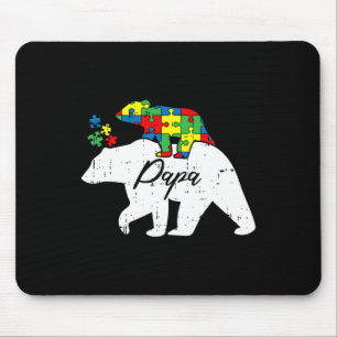 Papa Bear Autism Awareness Cute Puzzle Piece Dad F Mouse Mat