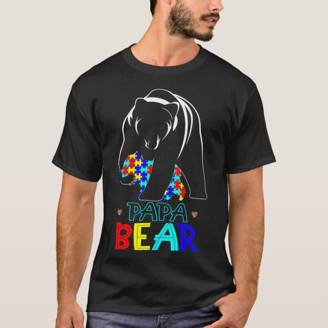 Papa Bear Autism Awareness For Autism Dad Love Sup T-Shirt (Front)