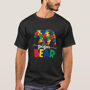 Papa Bear Autism Awareness Puzzle Piece Support Au T-Shirt
