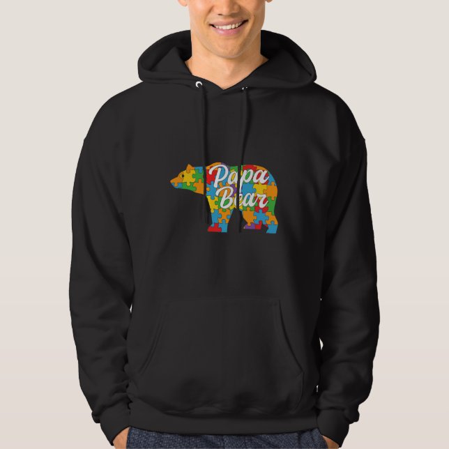 Papa Bear Autism Puzzle Hoodie (Front)