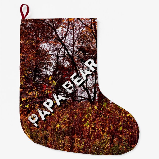 Papa Bear Autumn Camo Christmas Stocking (Front)