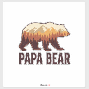 Papa Bear Bear Silhouette Vintage Forest T-Shirt_1