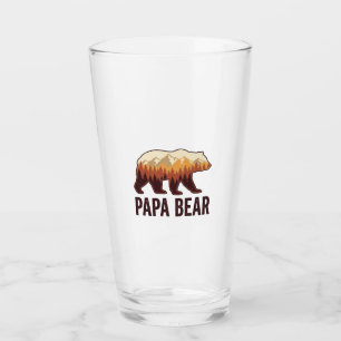 Papa Bear Bear Silhouette Vintage Forest T-Shirt_1 Glass