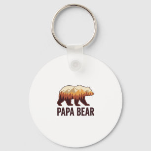Papa Bear Bear Silhouette Vintage Forest T-Shirt_1 Key Ring