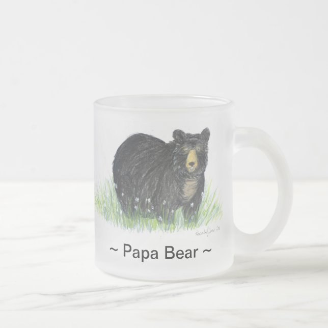 ~Papa Bear ~ Black Bear Lg. glass mug (Right)