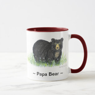 ~Papa Bear ~ Black Bear maroon trim mug