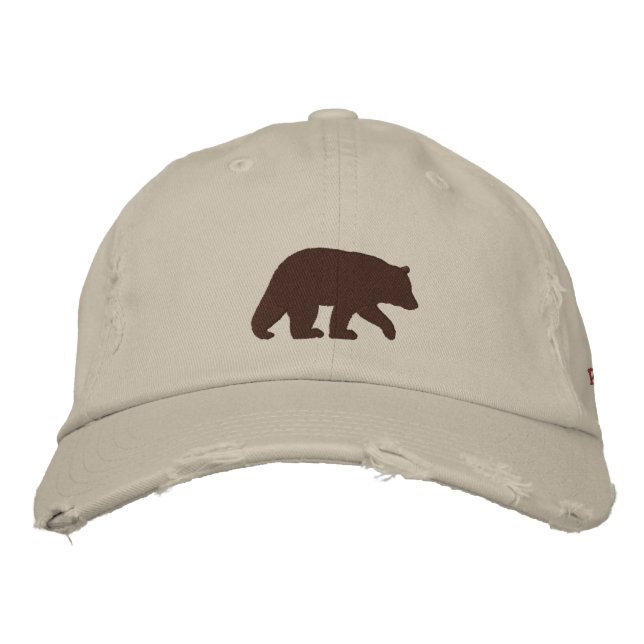 Papa Bear Brown Bear Silhouette Custom Embroidered Hat (Front)