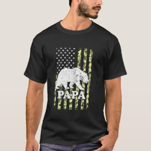 Papa Bear Camping Hiking Camouflage Usa American F T-Shirt