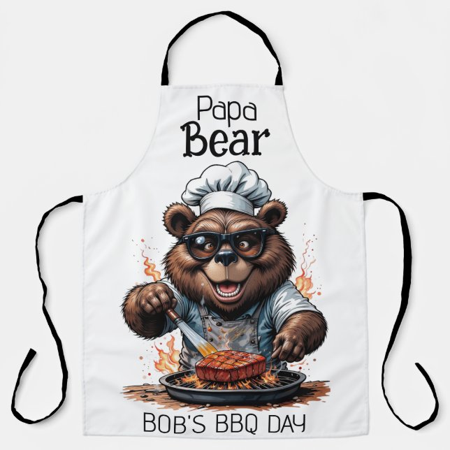 Papa Bear Chef Barbecue Day Apron (Front)