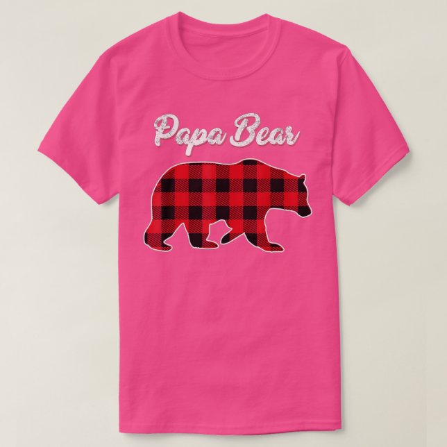 Papa Bear Christmas Pajama Red Plaid Buffalo Famil T-Shirt (Design Front)