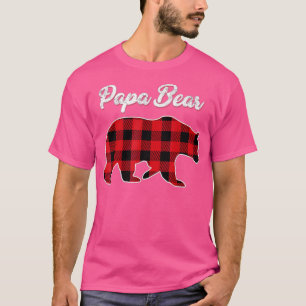 Papa Bear Christmas Pajama Red Plaid Buffalo Famil T-Shirt