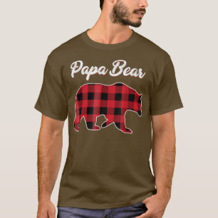 Papa Bear Christmas Pajama Red Plaid Buffalo Famil T-Shirt