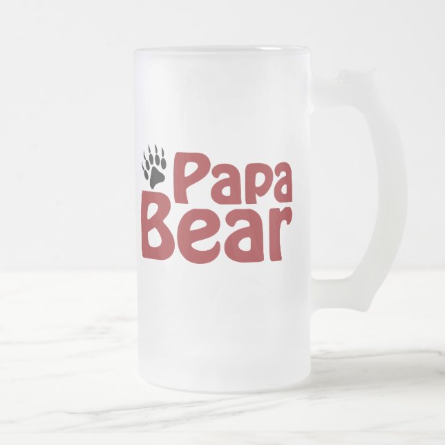 Papa Bear Claw Frosted Glass Beer Mug (Right)