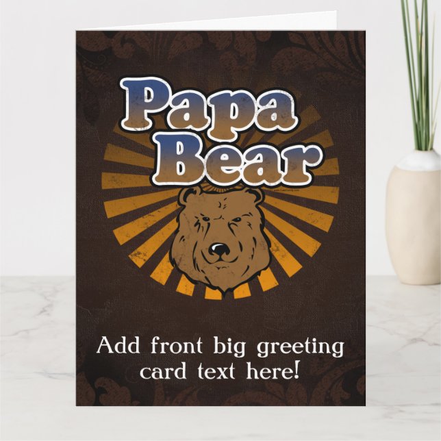 Papa Bear, Cool Fathers Day Vintage Look Card (Front)