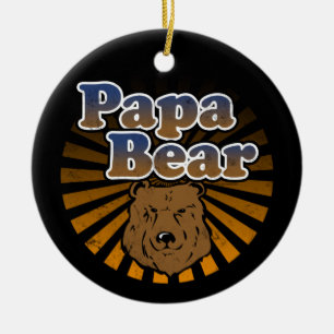Papa Bear, Cool Fathers Day Vintage Look Ceramic Tree Decoration
