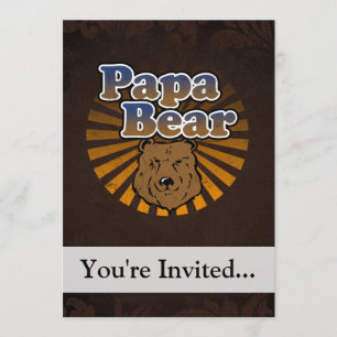 Papa Bear, Cool Fathers Day Vintage Look Invitation